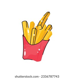 Fries vector filled outline Sticker. EPS 10 file