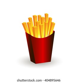 Fries vector illustration. Fries in box. Fries icon.