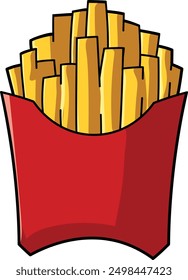 fries vector in red package. fast food vector cartoon style isolated clipart