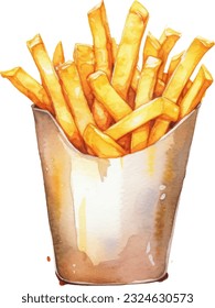 Fries Watercolor illustration. Hand drawn underwater element design. Artistic vector marine design element. Illustration for greeting cards, printing and other design projects.