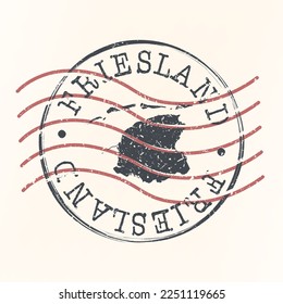 Friesland, Netherlands Stamp Map Postal. Silhouette. Passport Round Design. Vector Icon. Design Retro Travel National Symbol.
