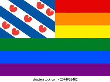 friesland and rainbow flags. vector illustration proportion correctly 9:13
