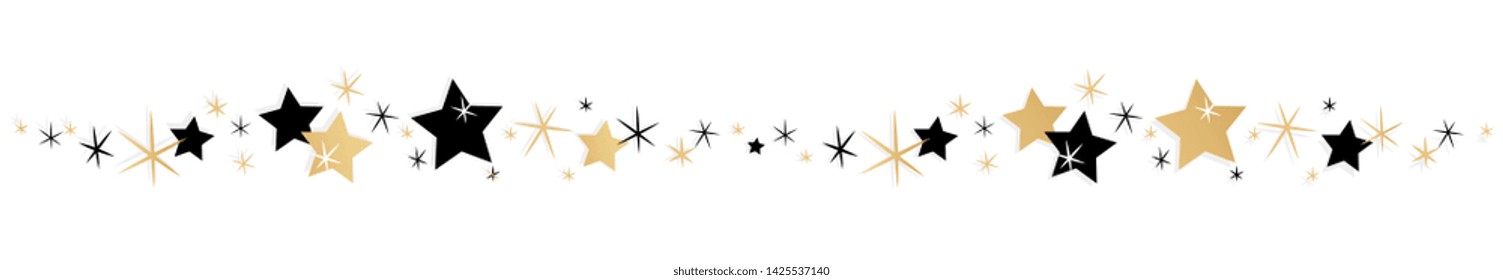 Frieze of black and golden stars