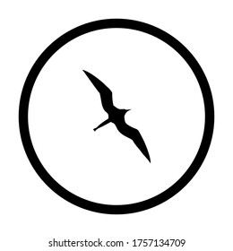 Frigate bird and circle on white