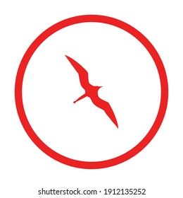 Pájaro de Frigate y círculo sobre blanco