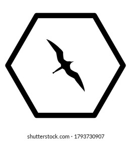 Frigate Bird And Hexagon On White