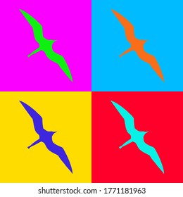 Frigate bird and pop-art on white