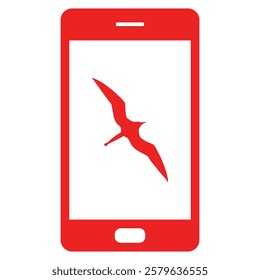 Frigate bird and smartphone on white