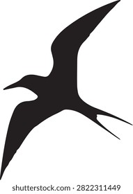 Frigatebird Silhouette - Soaring Seabird Flying Black Icon