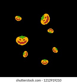 Fright atmosphere in halloween day background. Pumpkins on a blue background

