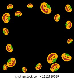 Fright atmosphere in halloween day background. Pumpkins on a blue background
