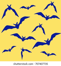Fright atmosphere in halloween day background. Bats on a yellow background