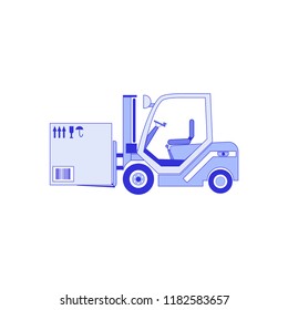 Fright forklift vector illustration isolated on white background. Passenger airport ground technics, aviation terminal logistics and infrastructure vector illustration.