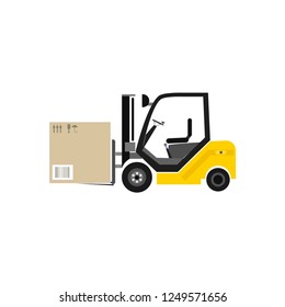 Fright forklift vector illustration isolated on white background. Passenger airport ground technics, aviation terminal logistics and infrastructure vector illustration.