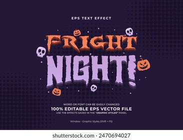 Efecto de texto de Halloween de noche de miedo