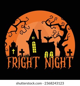 Fright Night Tshirt Design - Halloween Vector Design