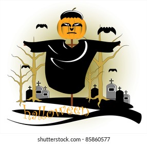 frighten in halloween  with pumpkin