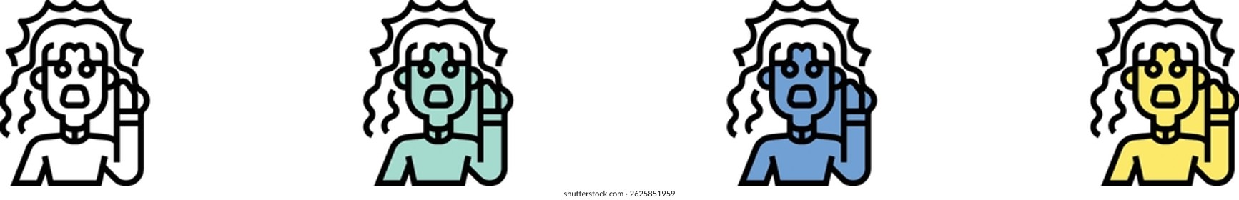 frighten icon. Outline, Green, Blue and Yellow Style Design Isolated On White Background