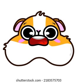 frightened, amazing rodent emotion. rodent without a body, only the head on a white background. for stickers, packaging.