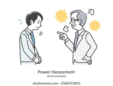 A frightened businessman who is furiously scolded by his boss