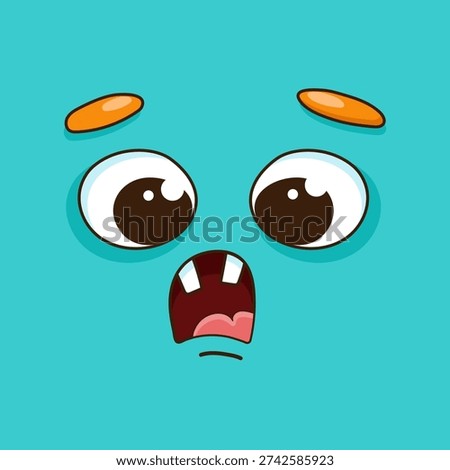 A frightened cartoon creature's face. A surprised monster, beast, or alien.