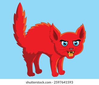 Frightened cartoon red cat vector illustration