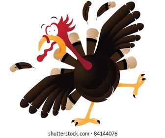 Frightened cartoon turkey A turkey is frightened. Vector EPS 8. No open shapes or strokes, grouped for easy editing,