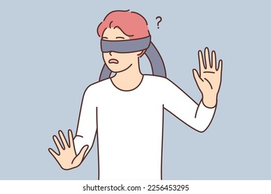 Closeup profile of blindfolded man in suit Vector Image