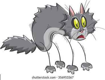 frightened cat arched his back, a simple vector illustration, stylization, isolated on white