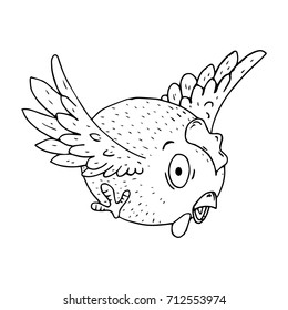 A frightened chicken. A cartoon chicken. Vector illustration.