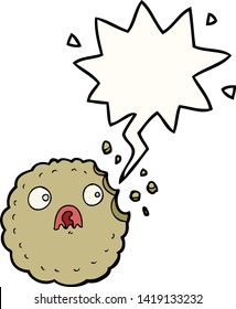 frightened cookie cartoon with speech bubble