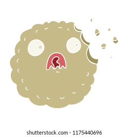 caricatura de color plano de galleta asustada