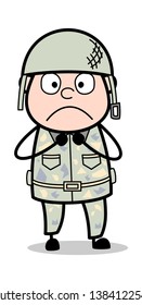 Frightened - Cute Army Man Cartoon Soldier Vector Illustration