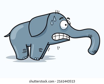 The frightened elephant trembles and sweats in terror.	
