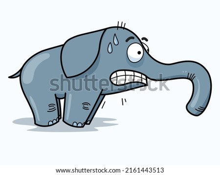 The frightened elephant trembles and sweats in terror.	
