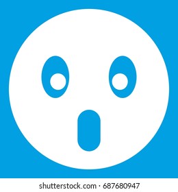 Frightened emoticon white isolated on blue background vector illustration