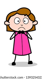 Frightened Expression - Retro Office Girl Employee Cartoon Vector Illustration﻿
