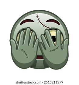 Frightened face covering with hands Large size of zombie halloween emoji
