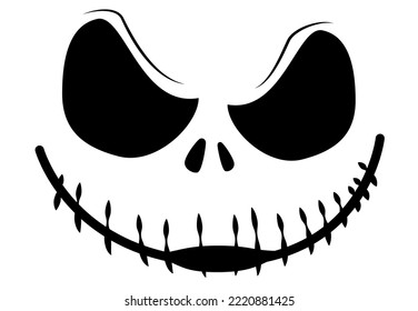 Frightened Face, Halloween Illustrator On White