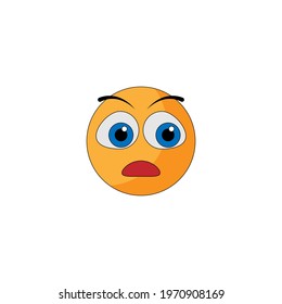 Frightened face on white background