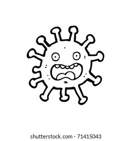 frightened flu virus cartoon