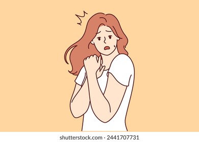 Frightened girl learned bad news, opens mouth and feels stressed due to information about imminent price increase. Girl reaction to bad fake news and misinformation causing stress and amazement