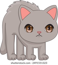 A frightened gray cat illustration