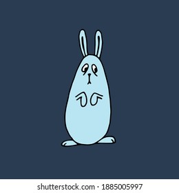 Frightened hare on its hind legs. Vector hand-drawn doodle illustration.