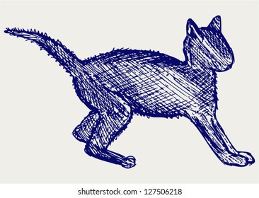 Frightened kitten. Doodle style