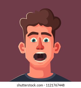 Frightened man character. Cartoon vector illustration