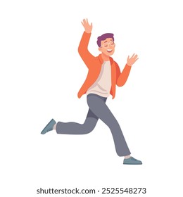 Frightened Man Character Escape and Run Away from Something Vector Illustration