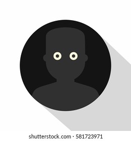 Frightened man in the darkness icon. Flat illustration of frightened man in the darkness vector icon for web isolated on white background