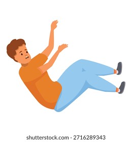 Frightened man is falling down, waving his arms and experiencing dizziness and loss of balance