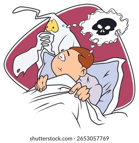 Hombre asustado y fantasma. Gente graciosa. Concepto de ilustración para el desarrollo de Sitios web y Sitios web móviles.